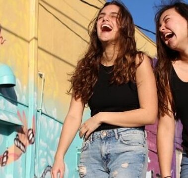 Laughing students